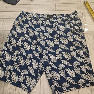 Jachs New York Shorts Mens 34x9‎ Blue Floral Print Chino Pockets Casual